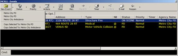 The New Event Button and Agency Selection Function  The New Event Button and Agency Selection Function