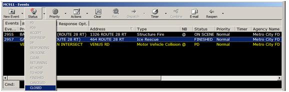 Using the Status Button to Set an Event as Closed  Using the Status Button to Set an Event as Closed