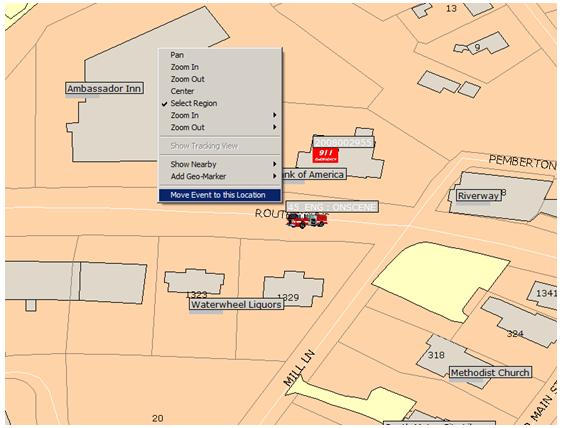 Map View with Move Event Option Highlighted  Map View with Move Event Option Highlighted