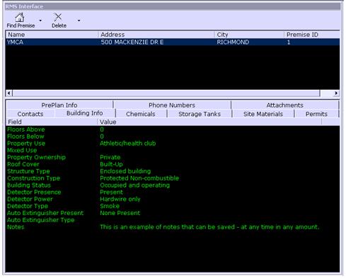 Typical RMS Interface Manager Module Display  Typical RMS Interface Manager Module Display